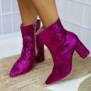 Old Cutler Glittery Pink Ankle Boots